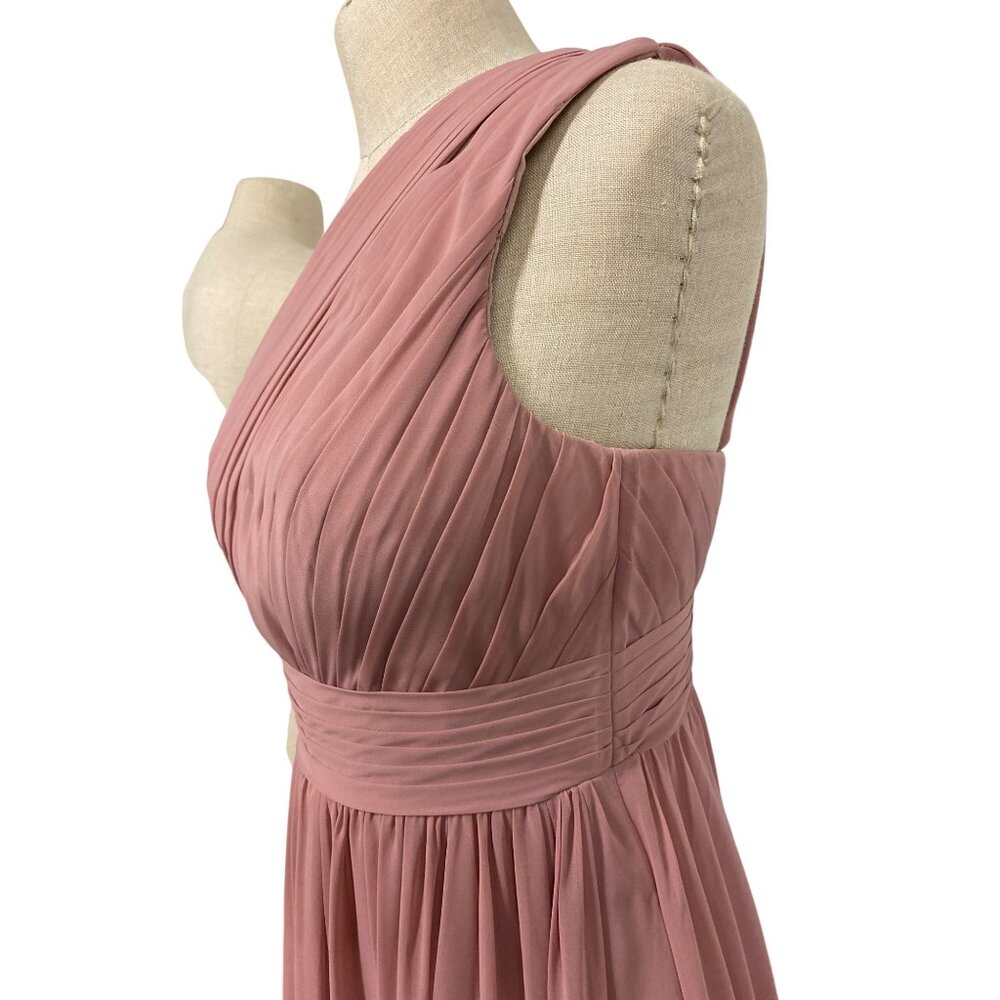 Azazie Womens A2 One-Shoulder Pleated Gown Blush Pink - Picture 5 of 16